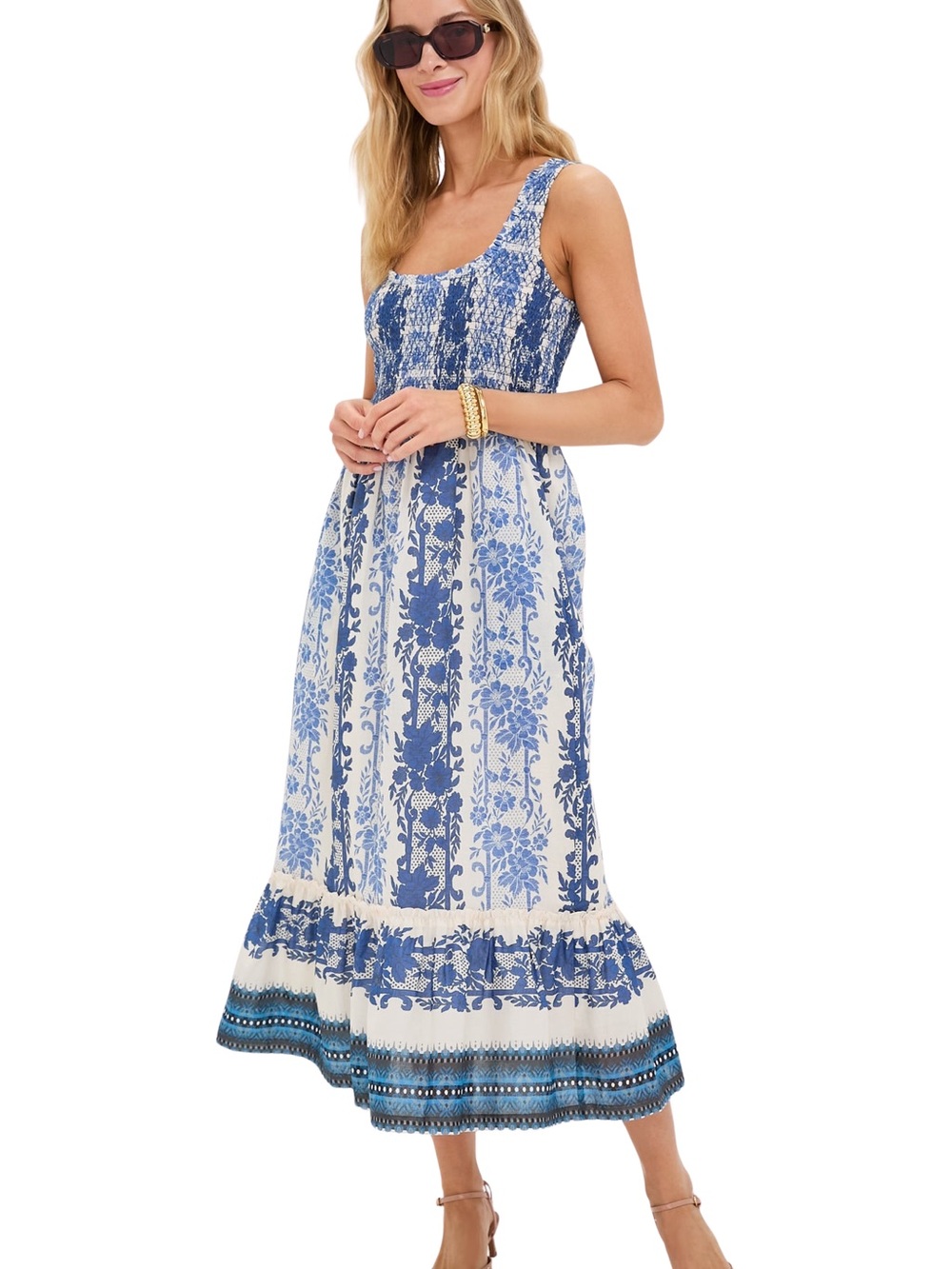 Tuckernuck Sleeveless Blue Floral Maxi Dress M